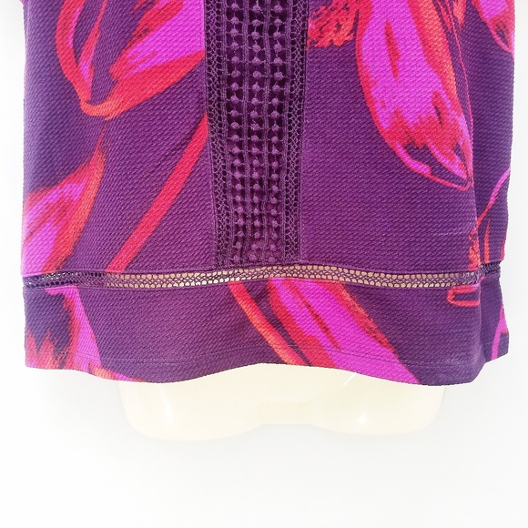 Worthington Petite Purple Floral Eyelet Top PS - Picture 3 of 7